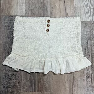 Free People Smocked Tube Top Large | Ivory Boho Summer Ruffle